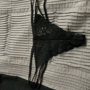 PINK Victoria's Secret Black Lace Thong panty